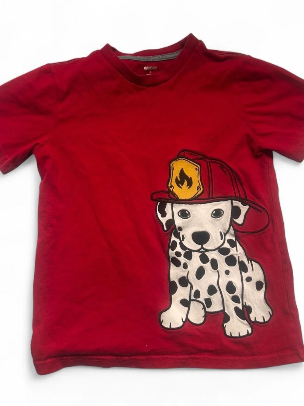 Gymboree Red Tee with Dalmatian Firefighter Graphic